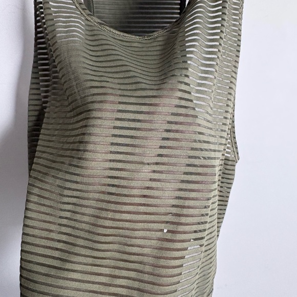 Lululemon Sheer Striped Racerback Tank Olive Green - Picture 2 of 4